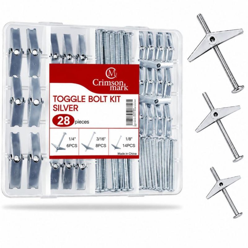 Kit de 28 tornillos de palanca CrimsonMark plateado para tablaroca