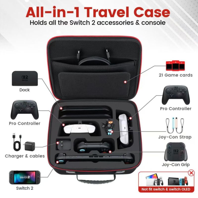 Estuche de viaje Migitec Nintendo Switch 2 Todo‑en‑uno