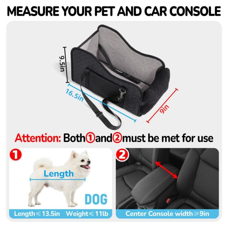 Asiento para perro Data Mist pequeño negro para consola central del coche