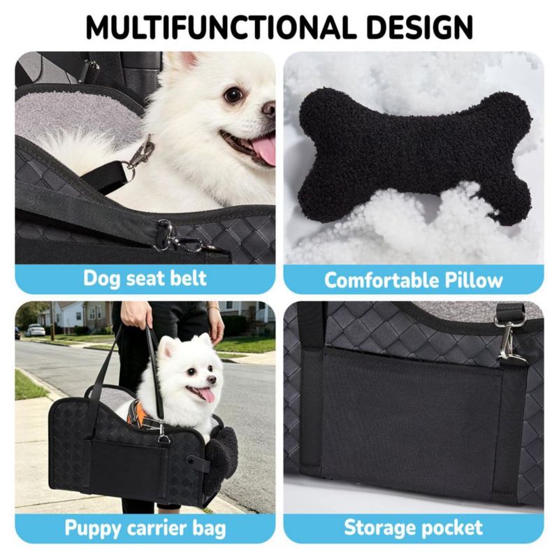 Asiento para perro Data Mist pequeño negro para consola central del coche