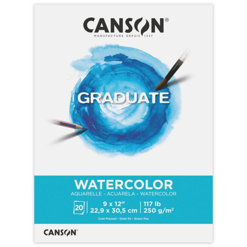 Bloc de Papel de Acuarela Canson 23 x 30 cm 250 g/m²