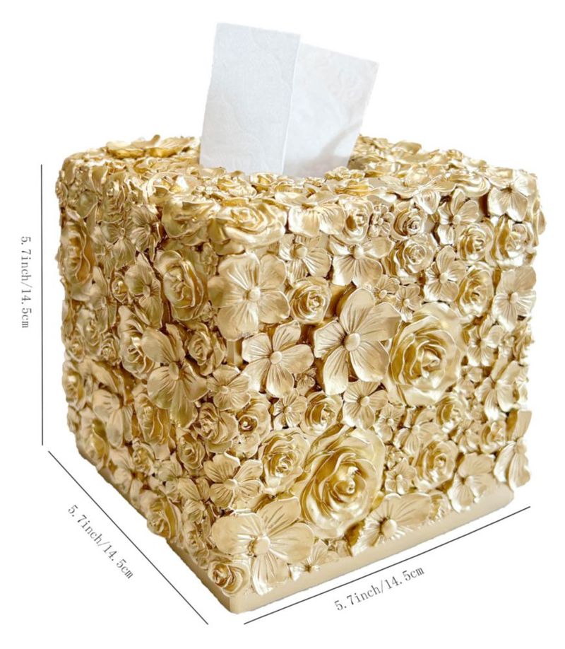Caja de pañuelos Huitony 14 cm en oro rosado artesanal