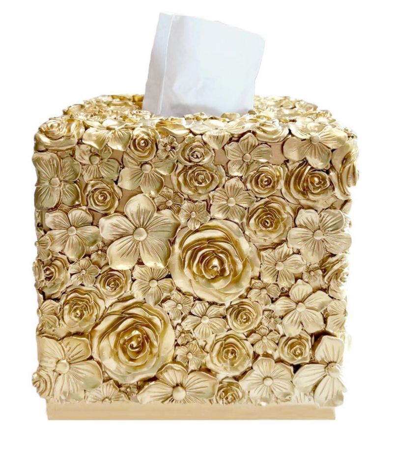 Caja de pañuelos Huitony 14 cm en oro rosado artesanal