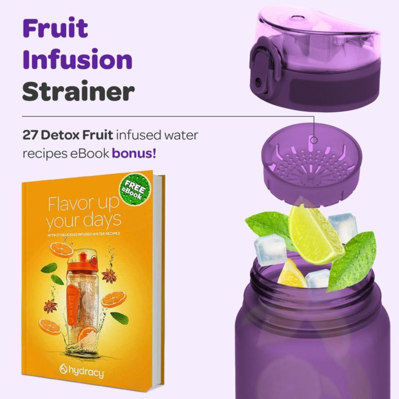 Botella Hydracy 500 ml libre de BPA con infusor de frutas Berry Blue