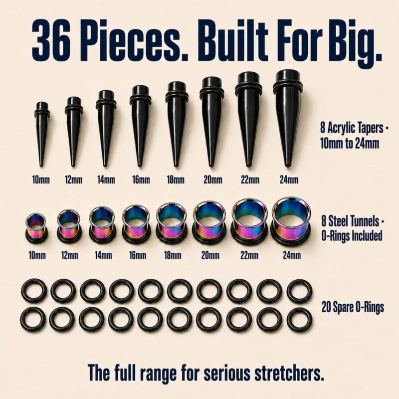 Kit de gauges para orejas BodyJ4You 36 piezas 00G‑25 mm
