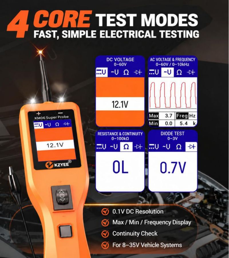 Probador de Circuitos KZYEE KM06 8‑35 V Sonda de Potencia
