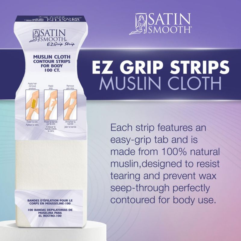 Tiras de Cera Muselina SATIN SMOOTH EZ Grip 100 unidades