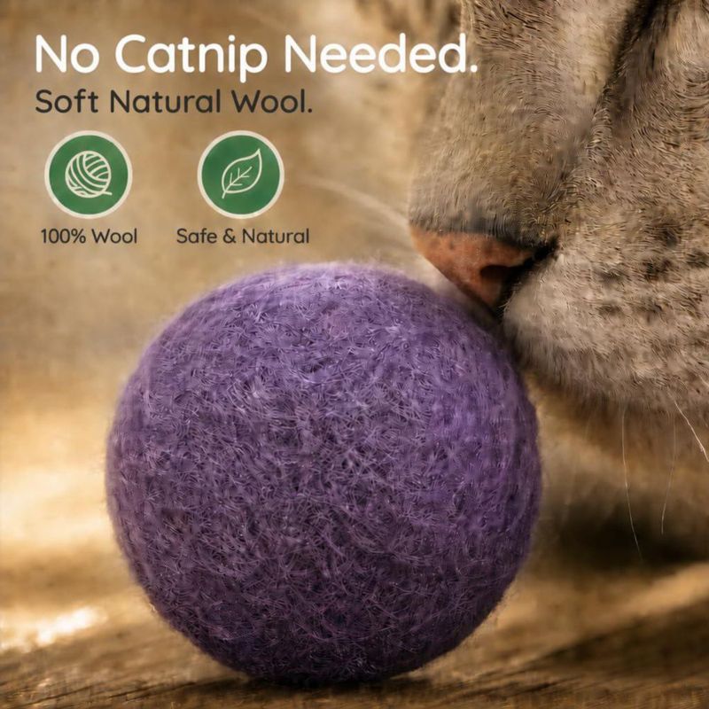 Juguetes de lana para gato Earthtone Solutions 4 cm paquete de 6