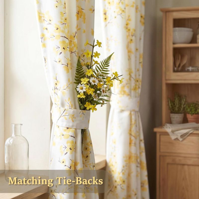 Cortina Melodieux 132x213 cm Amarilla con Estampado Floral Opaca