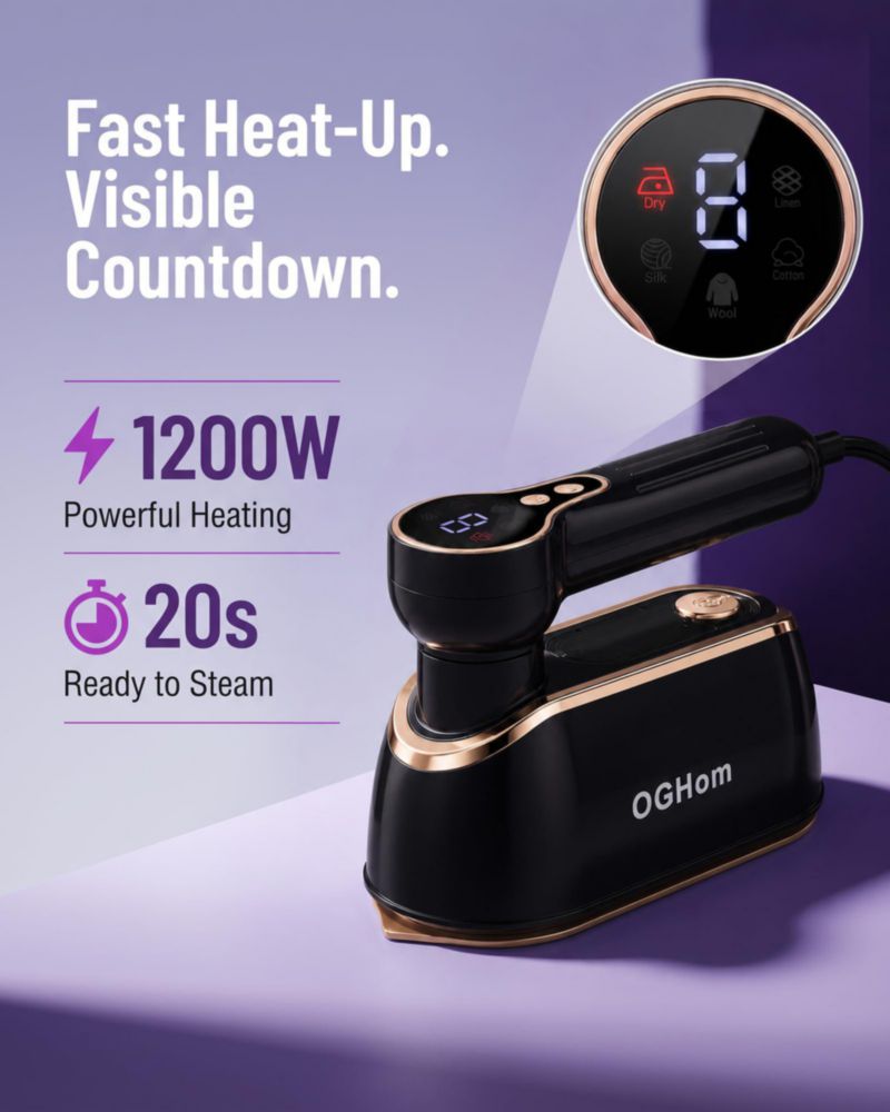 Vaporizador de ropa OGHom 1200 W 150 ml LCD 120 V