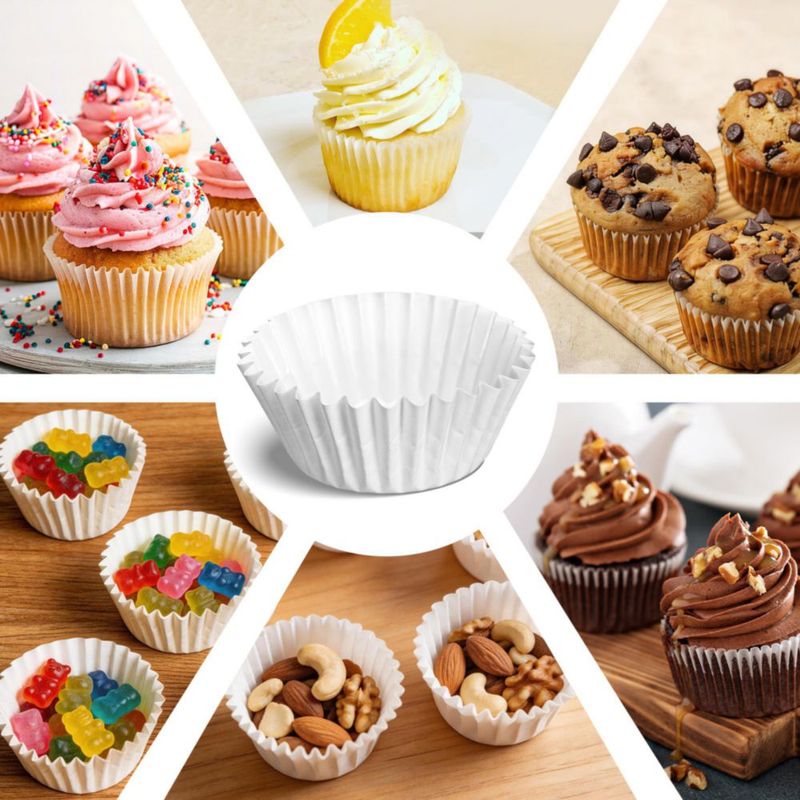 Cápsulas para cupcakes mini LotFancy 500 uds blanco 35 cm