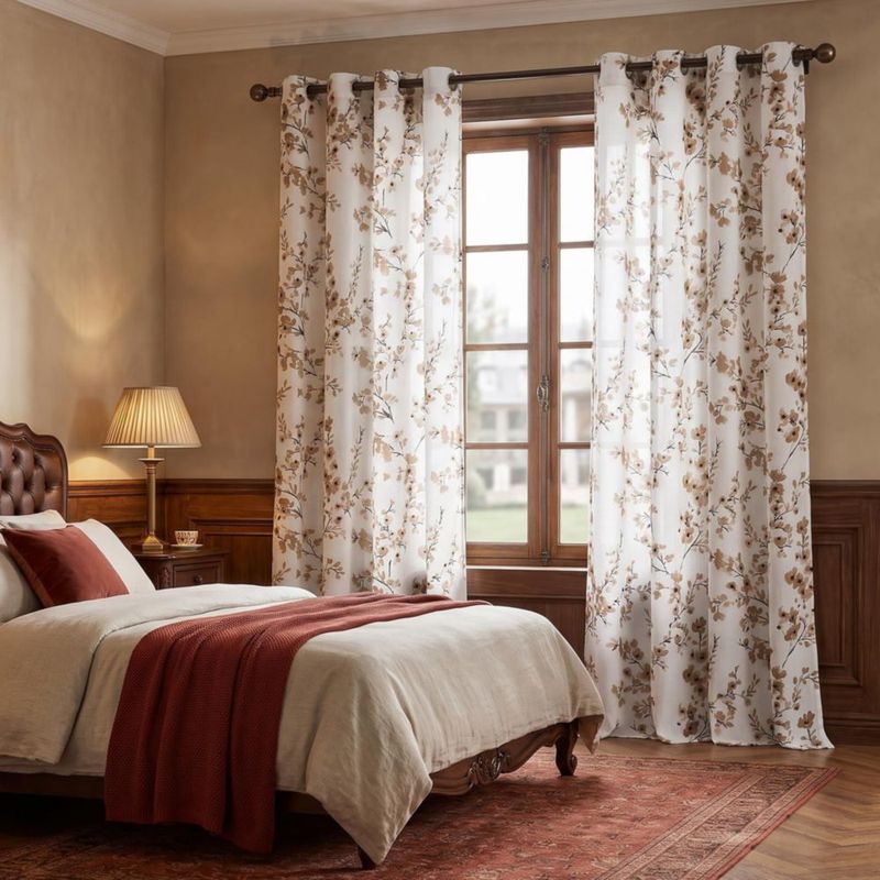 Cortinas Melodieux 132x213 cm Florales Opacas Blancas