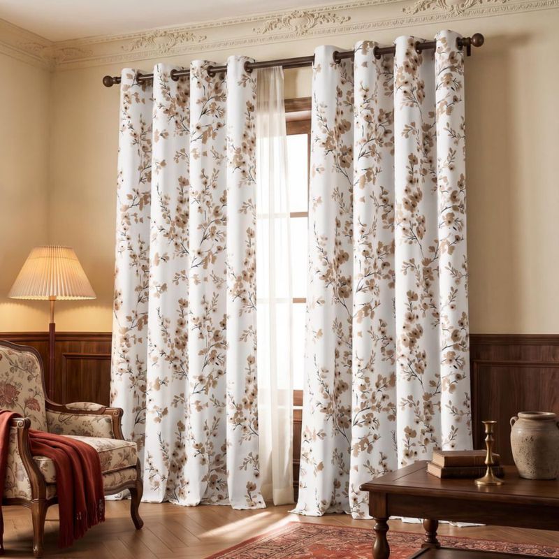Cortinas Melodieux 132x213 cm Florales Opacas Blancas