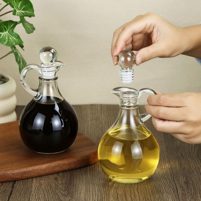 Botellas QWORK 240 ml Vidrio Transparente para Aceite y Vinagre – Pack de 2