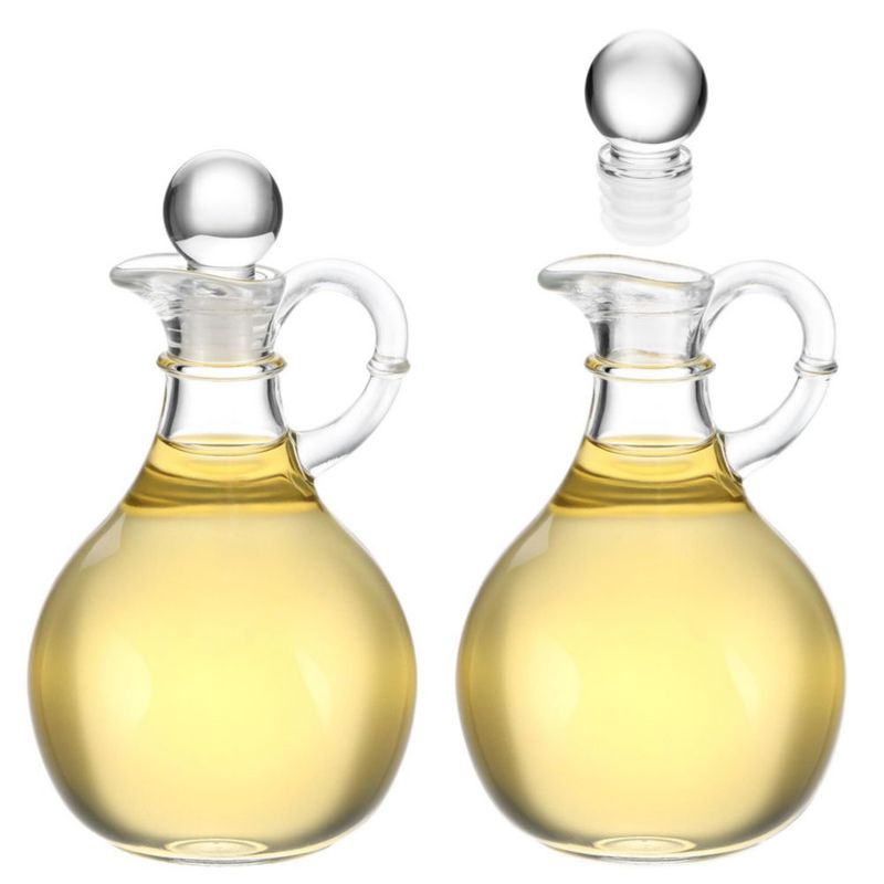 Botellas QWORK 240 ml Vidrio Transparente para Aceite y Vinagre – Pack de 2