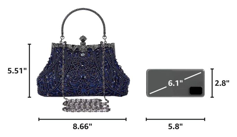 Bolso Selighting de 23 cm con lentejuelas – Azul marino