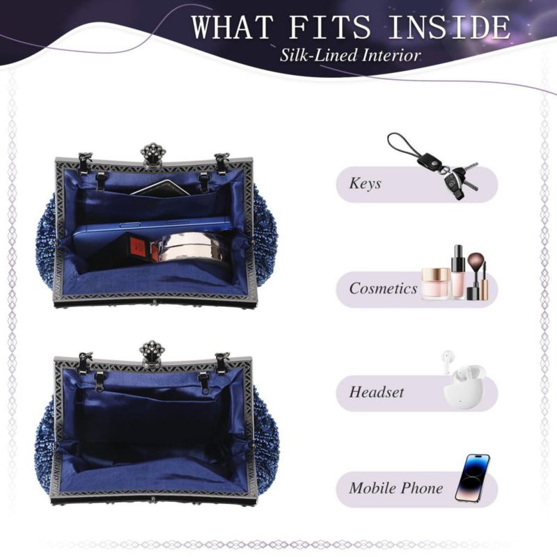 Bolso Selighting de 23 cm con lentejuelas – Azul marino