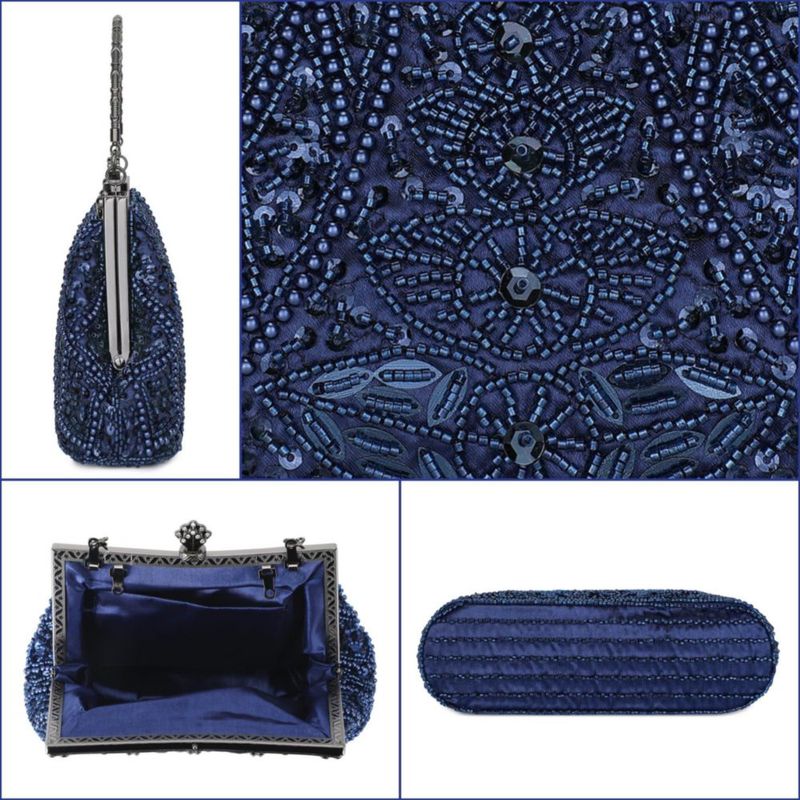 Bolso Selighting de 23 cm con lentejuelas – Azul marino