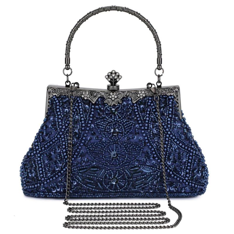 Bolso Selighting de 23 cm con lentejuelas – Azul marino