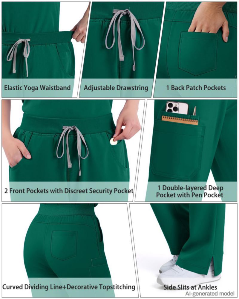 Conjunto de Scrubs Dvoliaw para Mujer con 11 Bolsillos top sin mangas y pantalón
