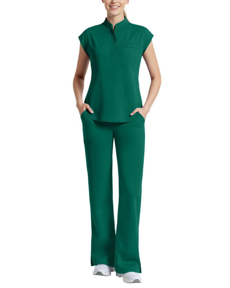 Conjunto de Scrubs Dvoliaw para Mujer con 11 Bolsillos top sin mangas y pantalón