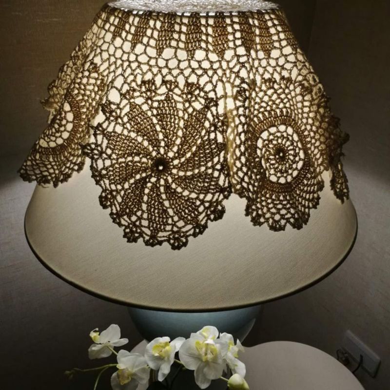 Mantel Damanni 80 cm Redondo Blanco de Algodón Crochet