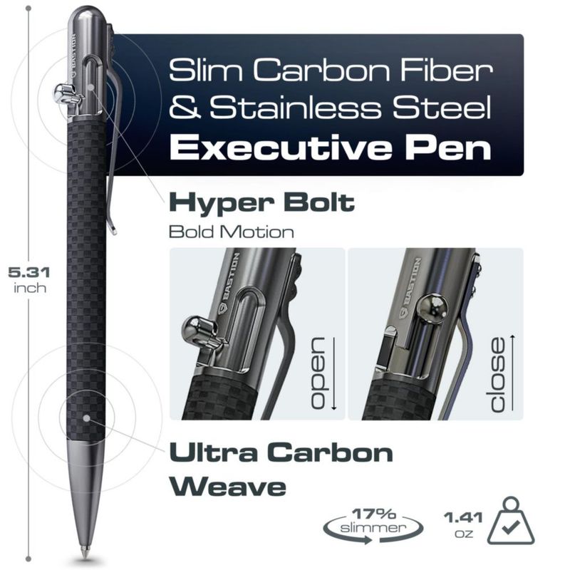 Bolígrafo BASTION Bolt Action de Fibra de Carbono Slim EDC