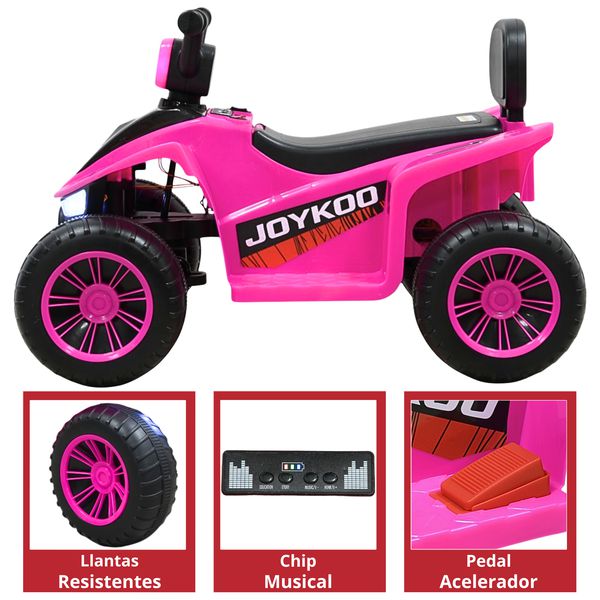 Cuatrimoto Montable Eléctrica Para Niños Con Luces Y Sonido Batería Recargable 6V A Partir De 3 Años - Rosa