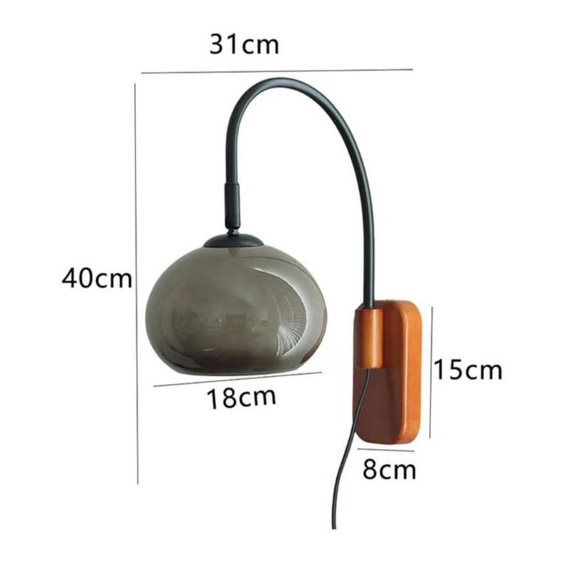 Aplique de pared CADPCAG 18 cm de vidrio esmerilado blanco y madera