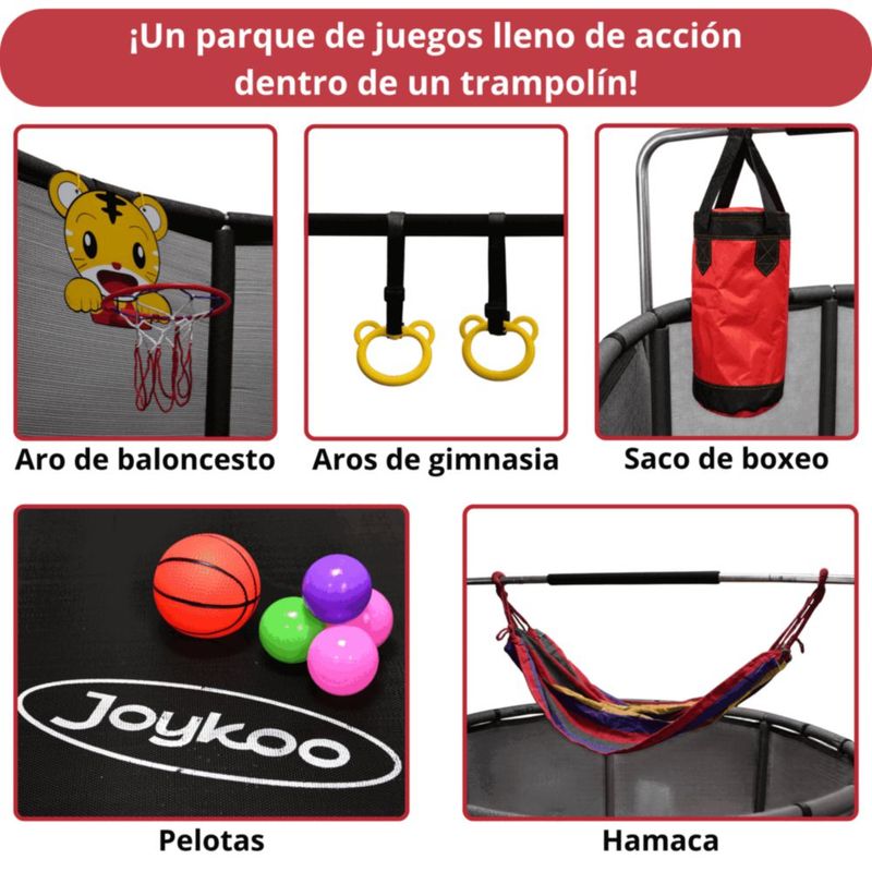 Trampolín Infantil 140 cm 55 Pulgadas Parque De Juegos Con Red De Seguridad Postes Acolchados 36 Resortes 50 kg - Rojo