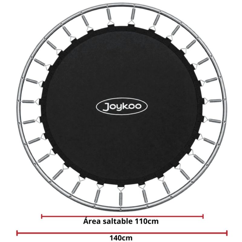 Trampolín Infantil 140 cm 55 Pulgadas Parque De Juegos Con Red De Seguridad Postes Acolchados 36 Resortes 50 kg - Rojo