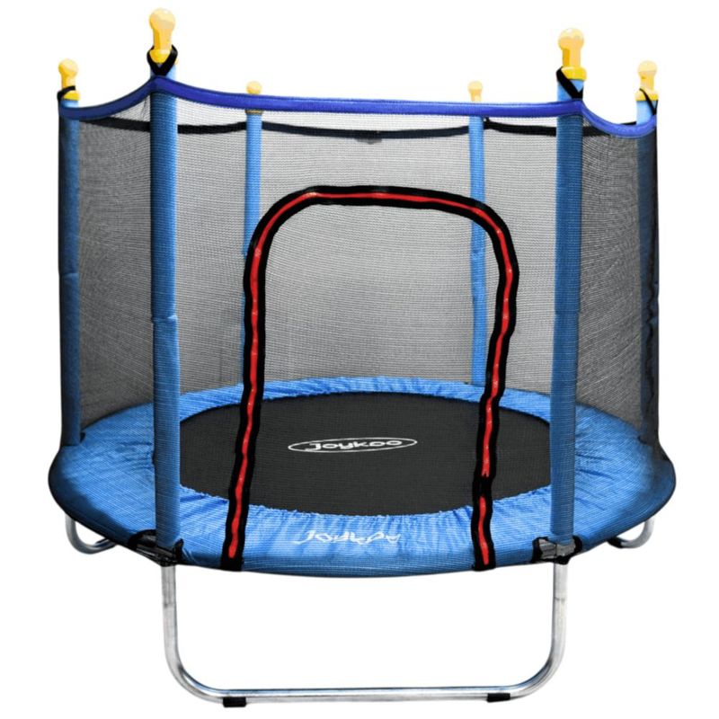 Trampolín Infantil Con Red De Seguridad 140 cm 55 Pulgadas Soporta Hasta 50 Kg Postes Acolchados 36 Resortes - Azul
