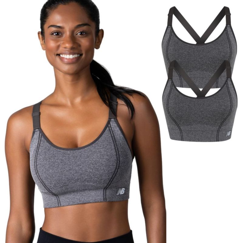 New Balance Sujetador Deportivo 2 Pack Sin Costuras y Sin Aros Soporte Medio