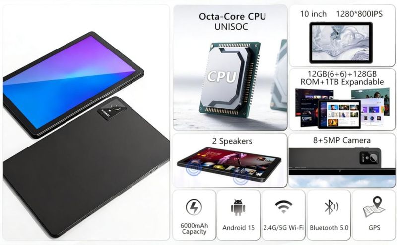 Tablet COTGOD 25 cm 18 GB RAM 128 GB ROM Android 15