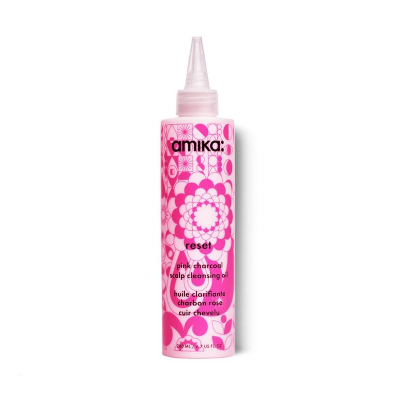 Aceite limpiador para cuero cabelludo Amika Reset Pink Charcoal 200 ml unisex