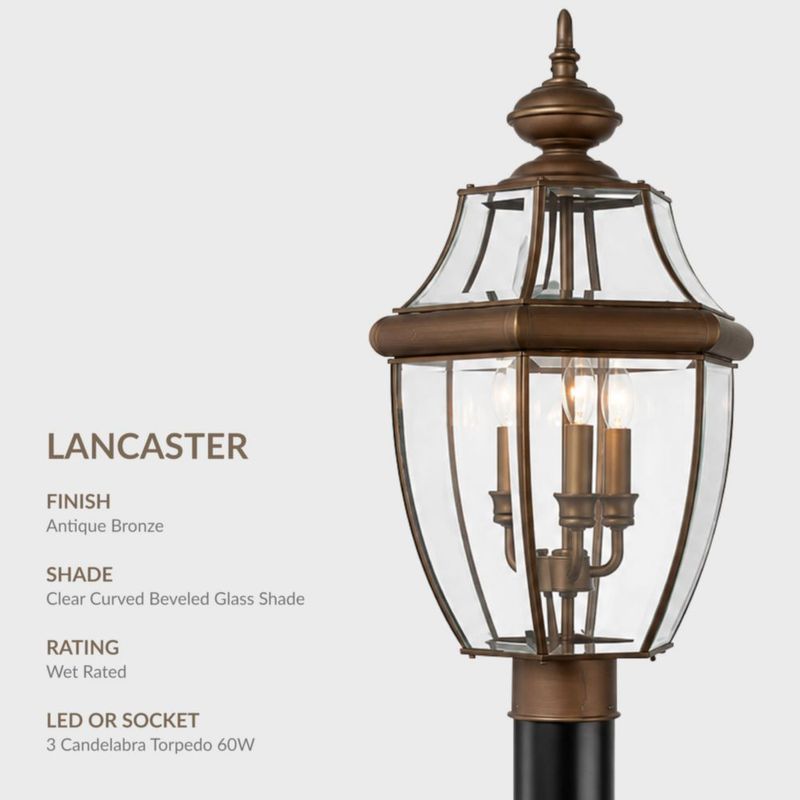 Farol de Poste Generation Lighting de 3 Luces en Bronce Antiguo