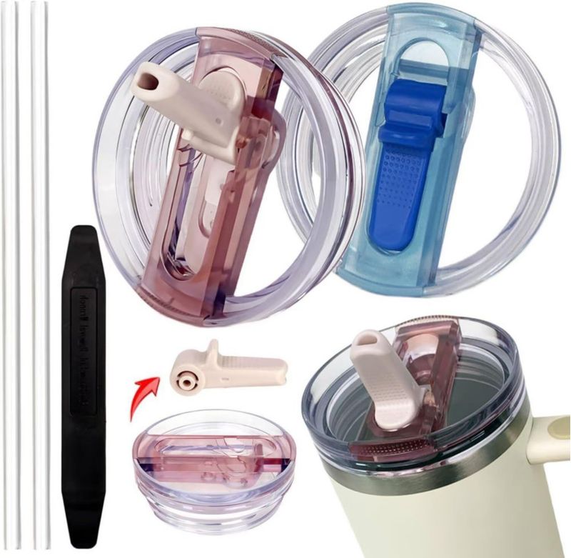Tapa para vaso HWHIEUAIK 850 ml con pajilla plegable - Pack de 2