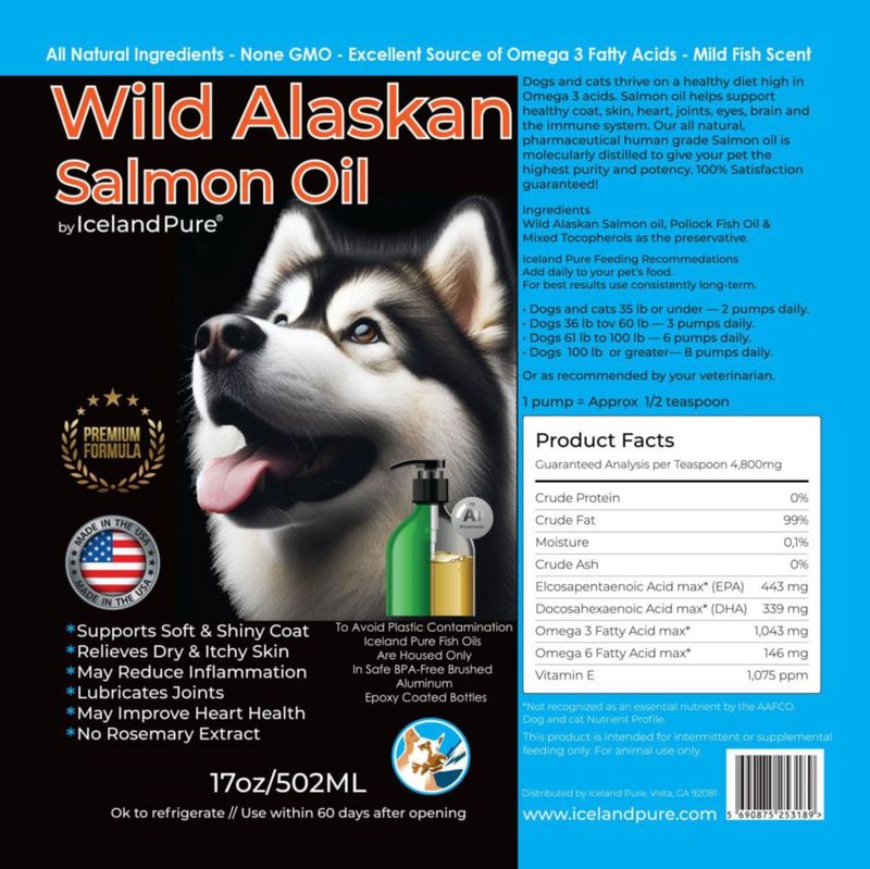 Aceite de Salmón Iceland Pure 502 ml Omega‑3 1043 mg