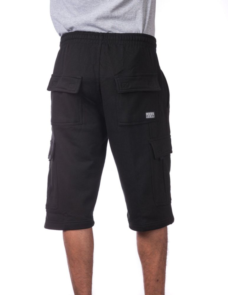Pantalón corto cargo Pro Club grande negro de forro polar