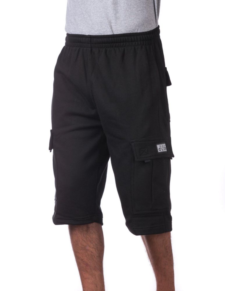 Pantalón corto cargo Pro Club grande negro de forro polar