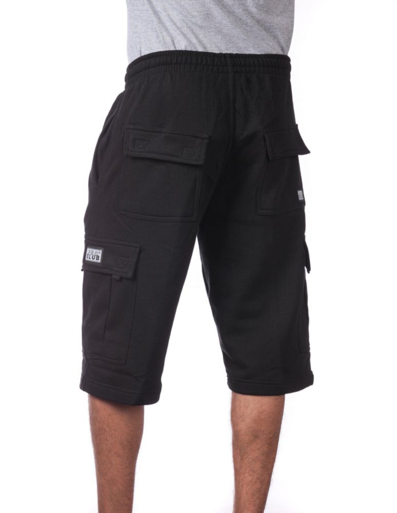 Pantalón corto cargo Pro Club grande negro de forro polar