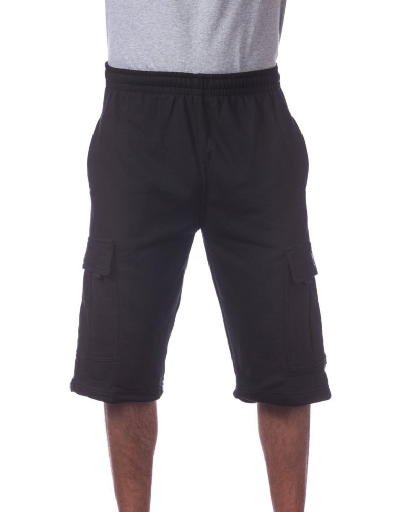 Pantalón corto cargo Pro Club grande negro de forro polar