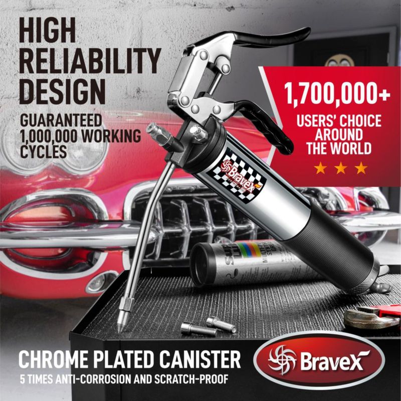 Pistola de engrase STEINBRÜCKE 6000 PSI 46 cm manguera flexible 14 oz