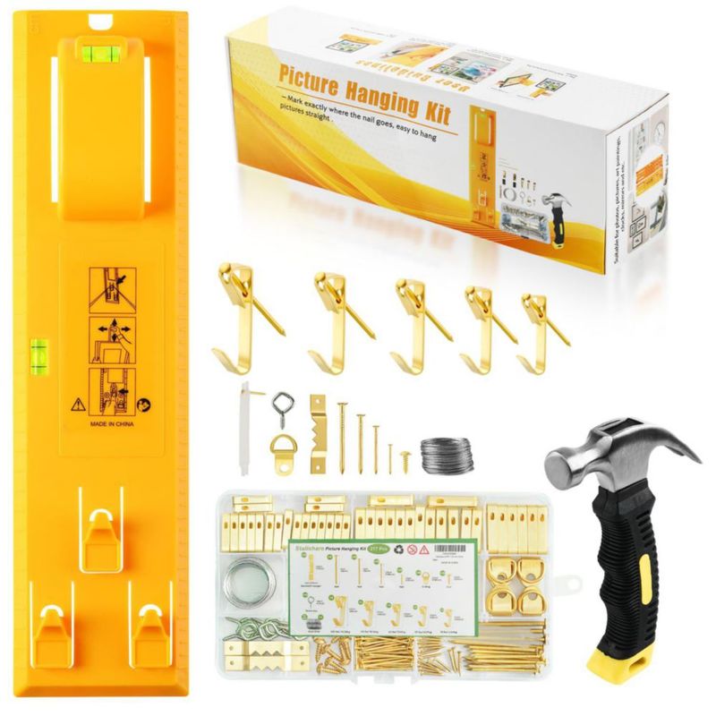 Kit de colgado de cuadros Stalishare 218 piezas con nivel y martillo