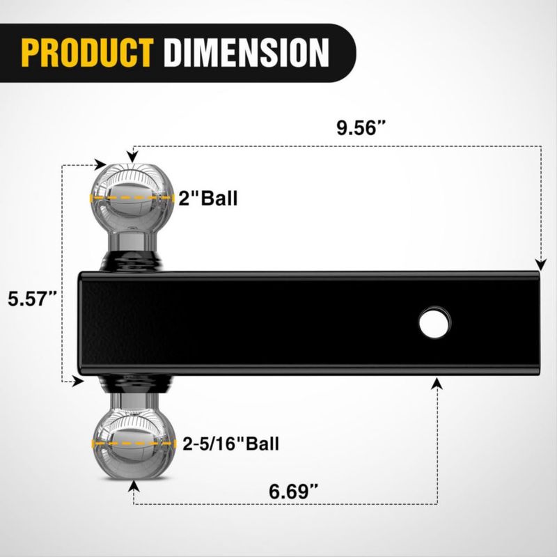 Soporte de Bola de Enganche Nilight 2" y 2‑5/16" en Cromo