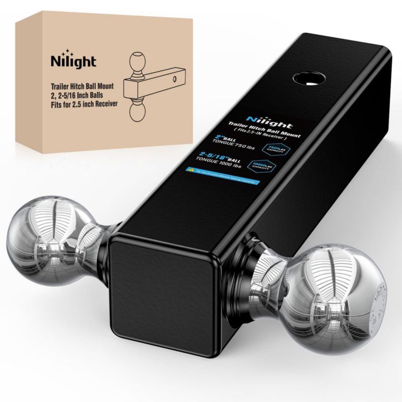 Soporte de Bola de Enganche Nilight 2" y 2‑5/16" en Cromo