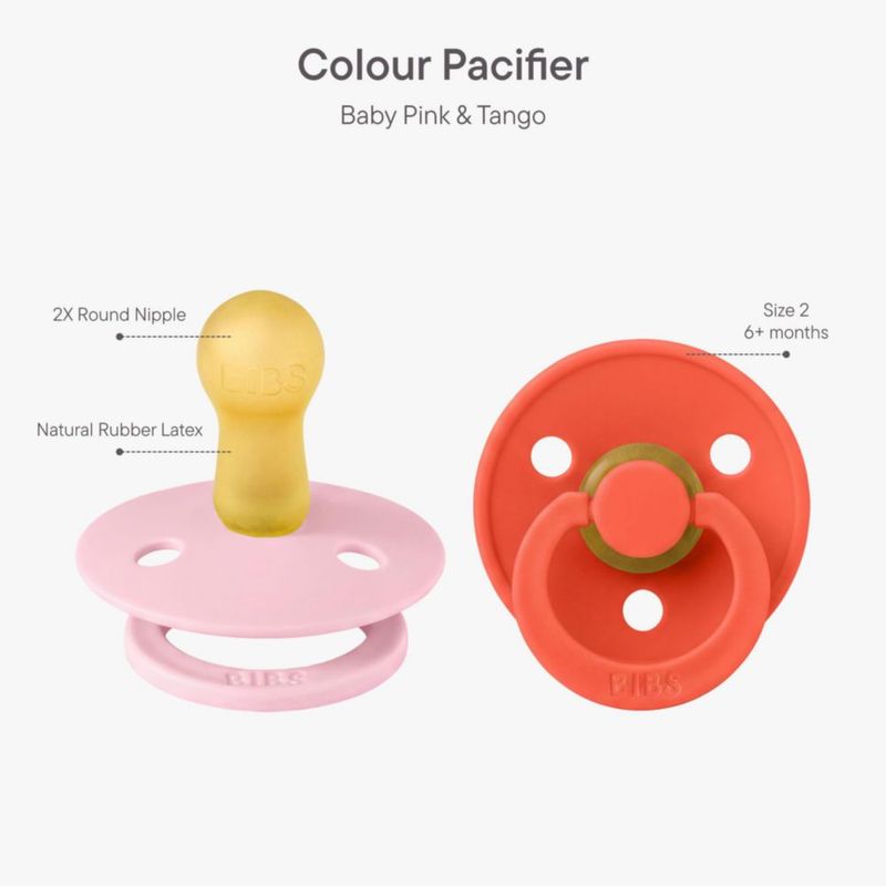 Chupetes BIBS 6-18 meses pack de 2 rosa bebé/tango