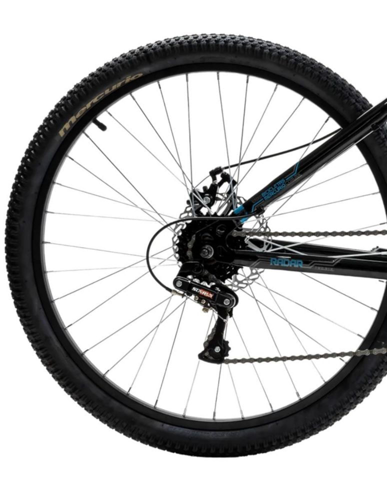 BICI MERCURIO MTB RADAR R26 NEGRO 21V CUADRO DE ACERO RINES DE ALUMINIO FRENOS EFICIENTES DE DISCO ASIENTO AJUSTABLE TIJERA DE SUSPENSIÓN