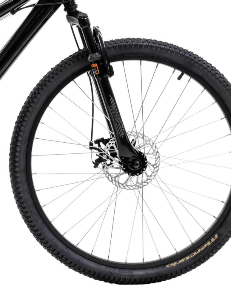 BICI MERCURIO MTB RADAR R26 NEGRO 21V CUADRO DE ACERO RINES DE ALUMINIO FRENOS EFICIENTES DE DISCO ASIENTO AJUSTABLE TIJERA DE SUSPENSIÓN