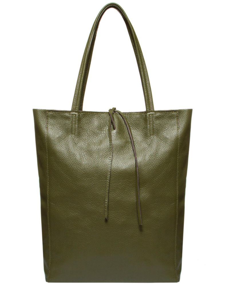 Bolso Tote TAKEASY 36 cm de Cuero Oliva Grande y Holgado